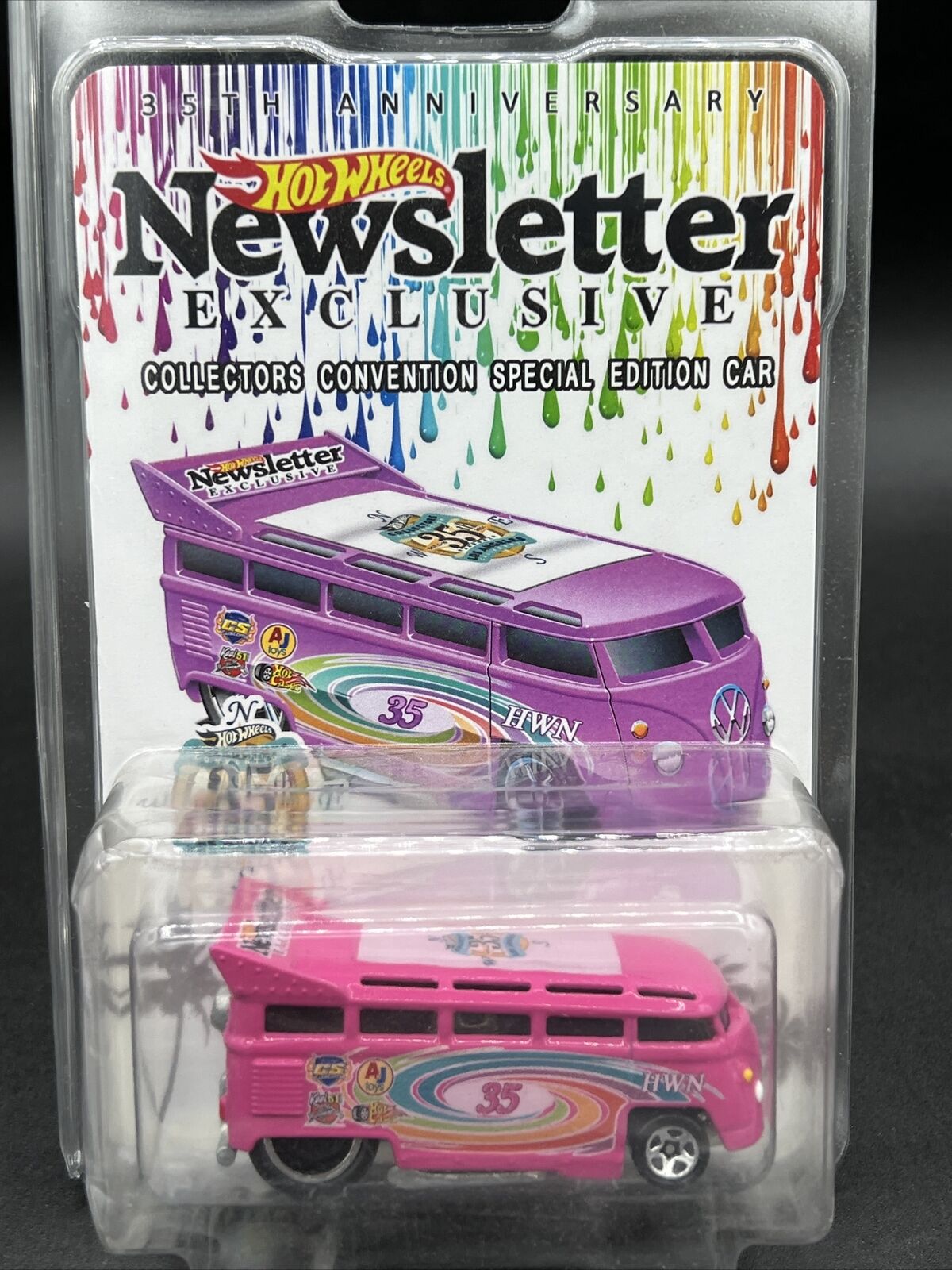 2021 Hot Wheels 21st Nationals PINK VW 21 WINDOW DRAG BUS Newsletter only 875